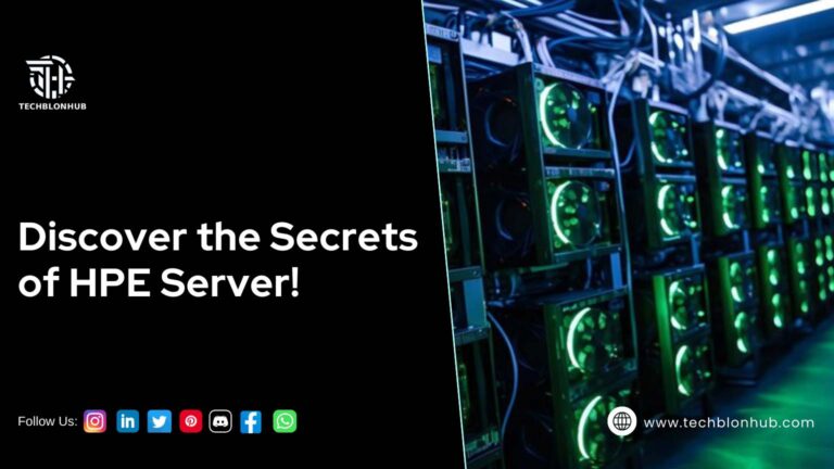 The image showcases a close-up of server racks with green glowing lights from the fans, creating a modern, technological feel. It conveys power, reliability, and efficiency, emphasizing the capabilities of HPE small business solutions.